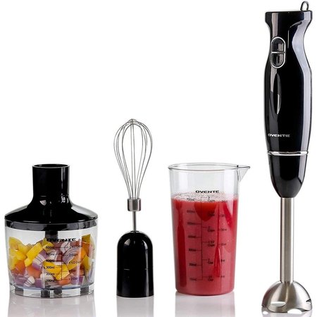 OVENTE Ovente HS565B Immersion Hand Blender Set with Brushed Stainless Steel Blades; Black HS565B